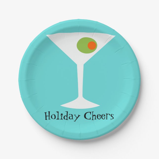 Holiday Cheers Martini Paper Plates (Front)