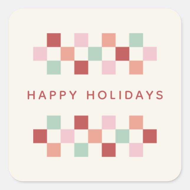 Holiday Chequerboard Envelope Seal Sticker - Berry (Front)