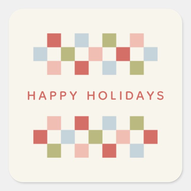 Holiday Chequerboard Envelope Seal Sticker - Red (Front)