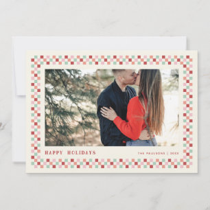 Holiday Chequerboard Holiday Photo Card - Berry