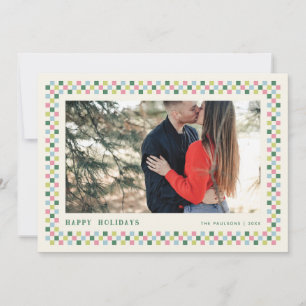 Holiday Chequerboard Holiday Photo Card - Green