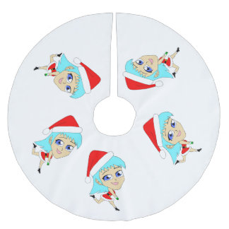 holiday chibi brushed polyester tree skirt