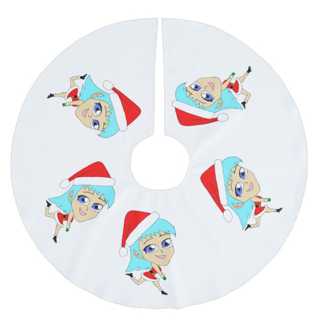 holiday chibi  brushed polyester tree skirt (Front)