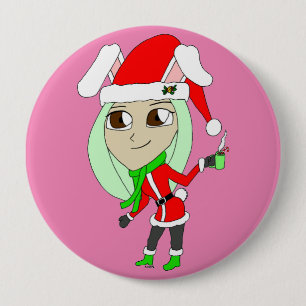 holiday chibi bunnygirl 10 cm round badge