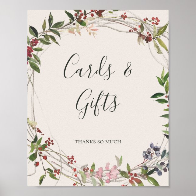 Holiday Chic Botanical | Champagne Cards and Gifts Poster (Front)