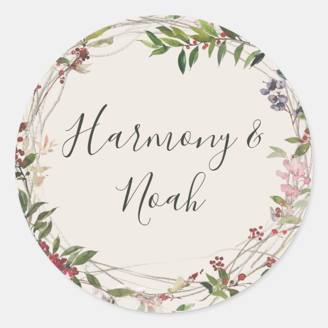 Holiday Chic Botanical | Champagne Envelope Seals (Front)