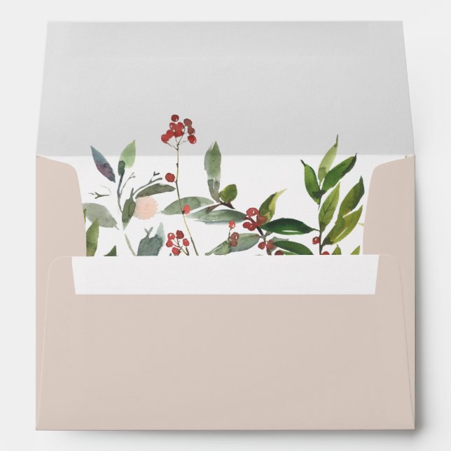 Holiday Chic Botanical | Champagne invitation Envelope (Back (Bottom))
