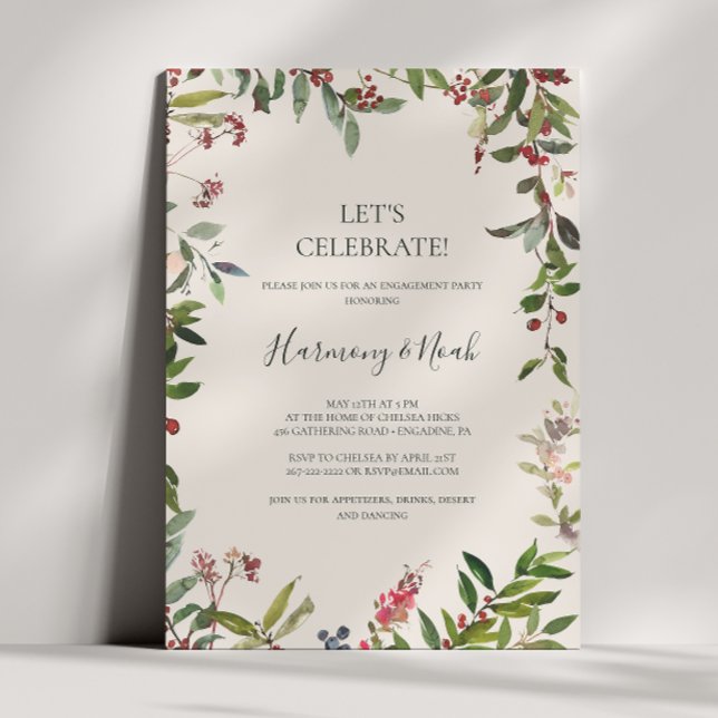 Holiday Chic Botanical | Champagne Let's Celebrate Invitation (Creator Uploaded)
