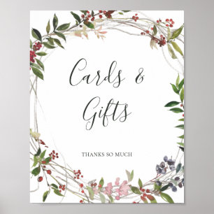 Holiday Chic Botanical White Cards and Gifts Poster