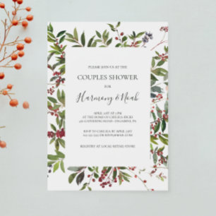 Holiday Chic Botanical   White Couples Shower Invi Invitation