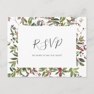Holiday Chic Botanical White Song Request RSVP Postcard