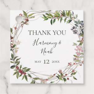 Holiday Chic Botanical   White Thank You Favour Tags