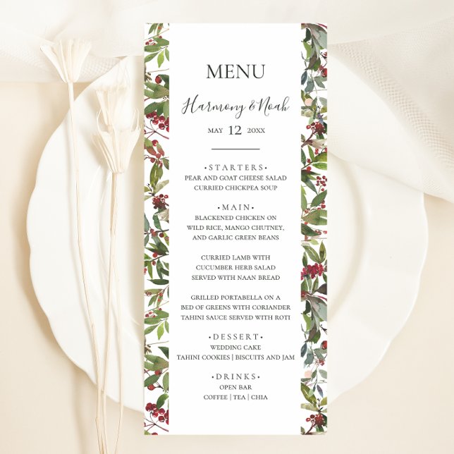Holiday Chic Botanical | White Wedding Dinner Menu (Creator Uploaded)