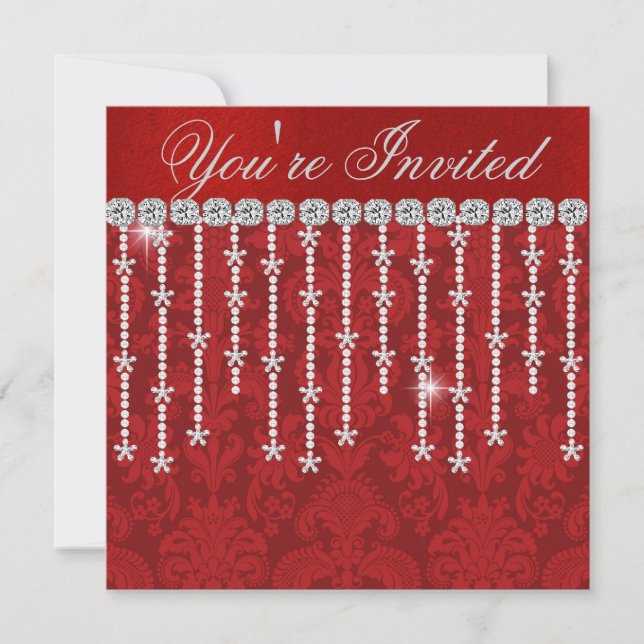 HOLIDAY CHIC SNOWFLAKE BLING Party Invitation (Front)