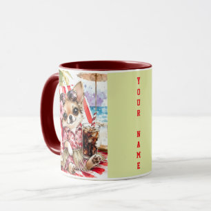 Holiday Chihuahua Beach Relaxation (Red) Mug