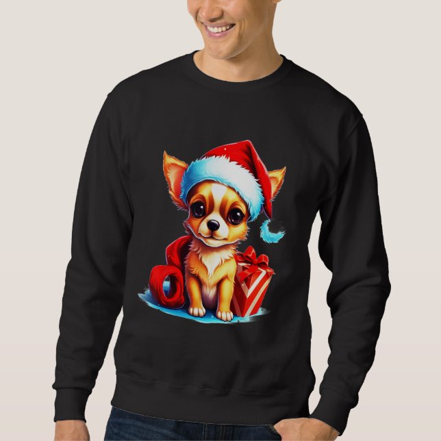 Holiday Chihuahua Cute Christmas Dog Design Sweatshirt (Front)