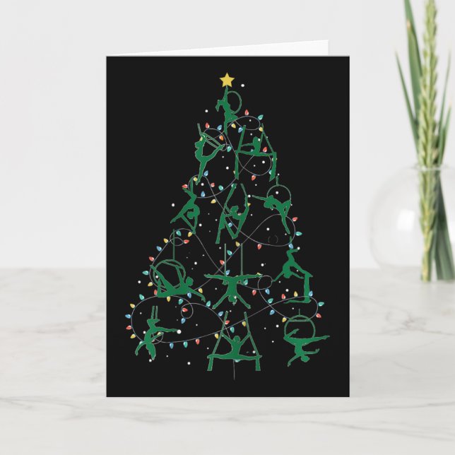 Holiday Christmas Aerial Tree  Card (Front)