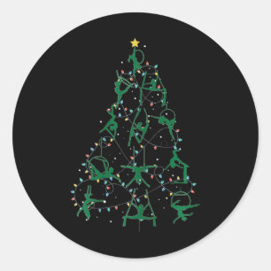 Holiday Christmas Aerial Tree  Classic Round Sticker