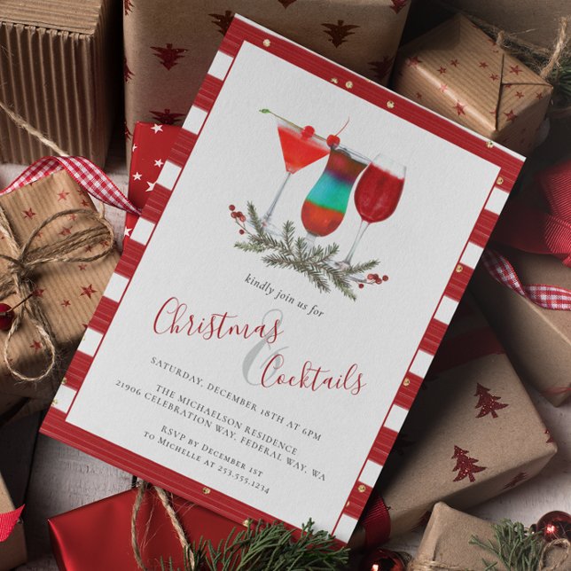 Holiday Christmas and Cocktails Party Drinks Invitation (Holiday Christmas and Cocktails Party Drinks Invitation)