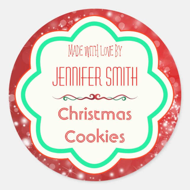 Holiday Christmas Bakery Baked Cookie Classic Round Sticker (Front)