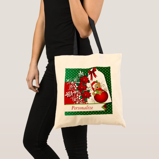 Holiday Christmas Bear Tote Bag (Front (Product))