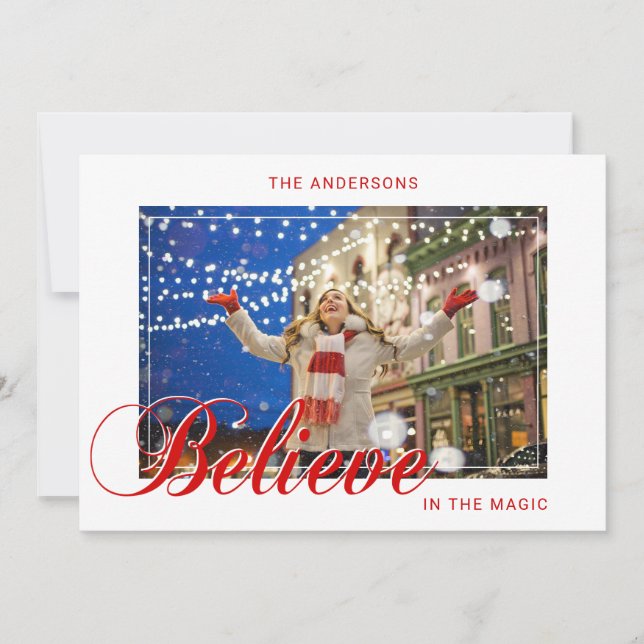 Holiday Christmas BELIEVE in the Magic Red | PHOTO (Front)