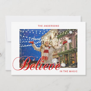 Holiday Christmas BELIEVE in the Magic Red   PHOTO Card