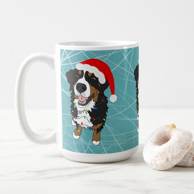 Holiday Christmas Bernese Mountain Dog Coffee Mug (With Donut)