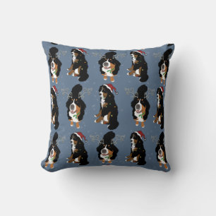 Holiday Christmas Bernese Mountain Dog  Cushion