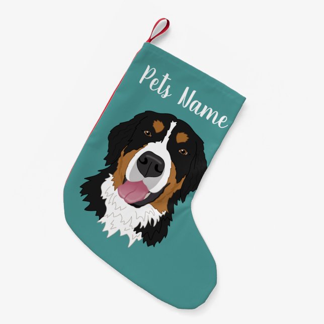 Holiday Christmas Bernese Mountain Dog  Small Christmas Stocking (Front (Hanging))
