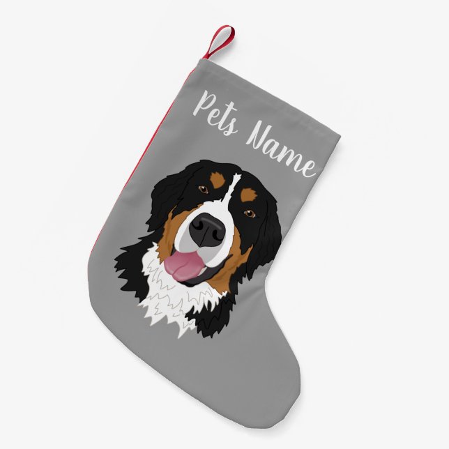 Holiday Christmas Bernese Mountain Dog Small Christmas Stocking (Front (Hanging))
