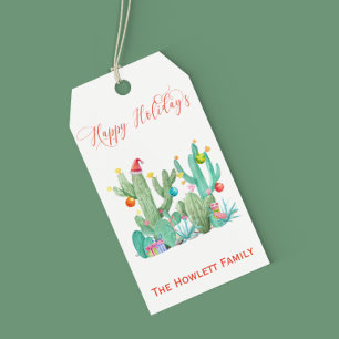Holiday Christmas Cactus Desert Southwest Gift Tags