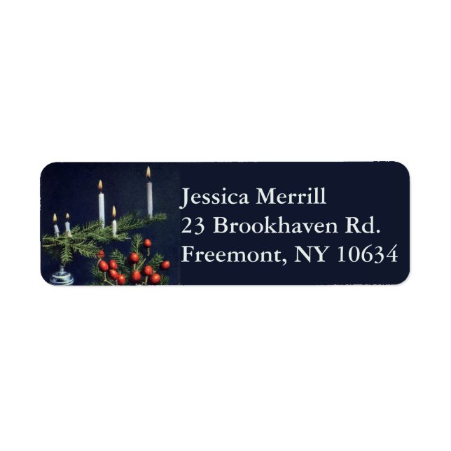 Holiday Christmas candles return address labels (Front)
