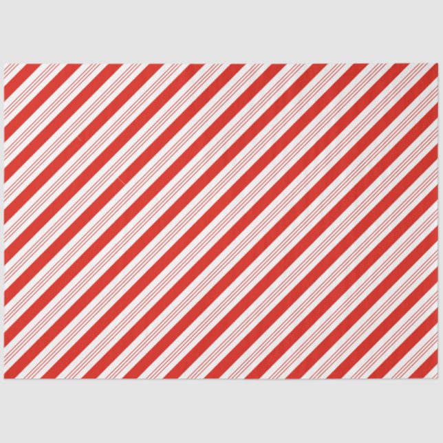 Holiday Christmas candy cane red festive stripes Tissue Paper (Front)
