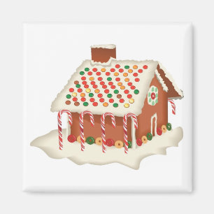 Holiday Christmas Candy Gingerbread Cottage Xmas Magnet