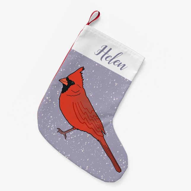 Holiday Christmas Cardinal  Small Christmas Stocking (Front (Hanging))