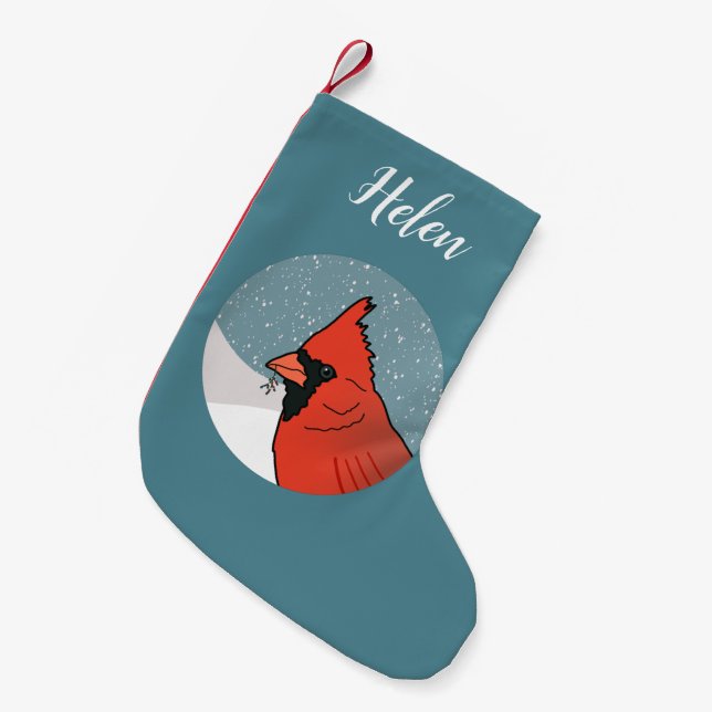 Holiday Christmas Cardinal  Small Christmas Stocking (Front (Hanging))