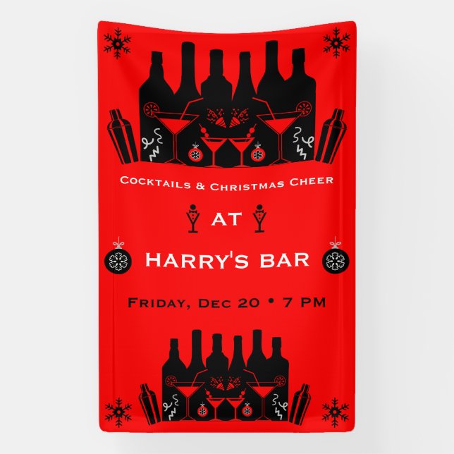Holiday Christmas Cocktail Bar Banner (Vertical)