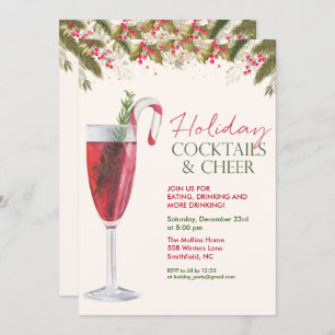 Holiday Christmas Cocktails Party Invitation