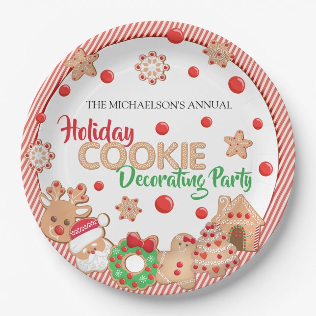 Holiday Christmas Cookie Decorating Party Paper Plate (Front)