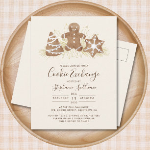 Holiday Christmas Cookie Exchange  Invitation Postcard