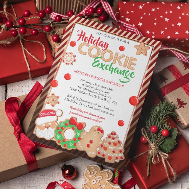 Holiday Christmas Cookie Exchange Party Invitation (Holiday Cookie Exchange Invitation)