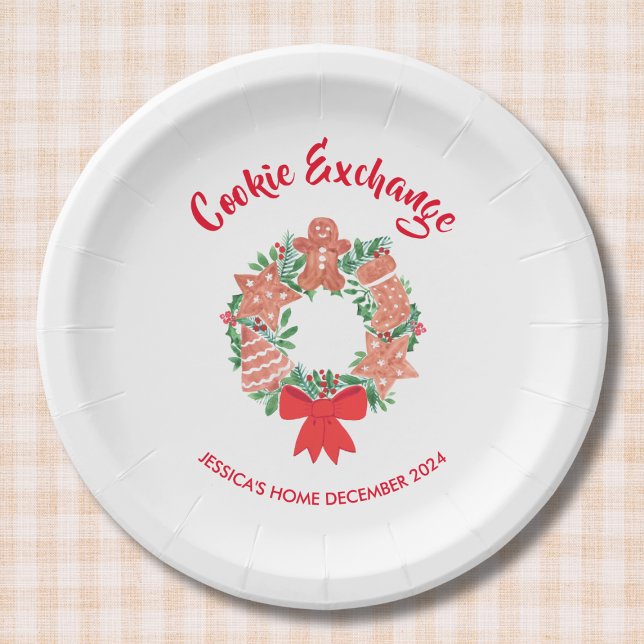 Holiday Christmas Cookie Exchange Party Paper Plate (Creator Uploaded)