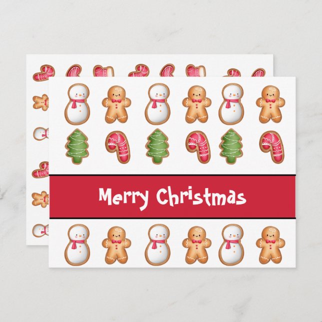 Holiday Christmas Cookie Personalised Flat Card (Front/Back)
