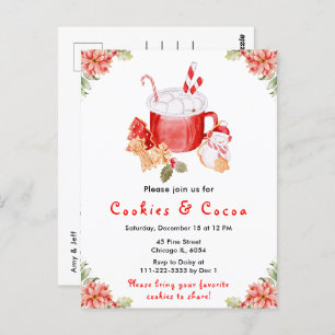 Holiday Christmas Cookies and Cocoa Red Postcard