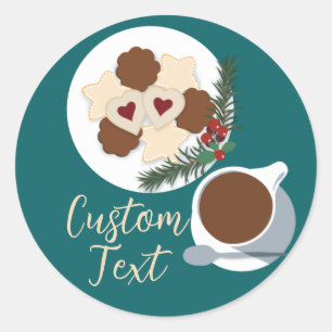Holiday Christmas Cookies and coffee/tea custom Classic Round Sticker
