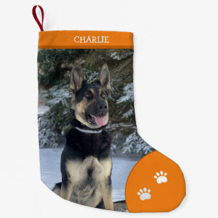 Holiday Christmas Custom Pet Dog Photo Orange Small Christmas Stocking