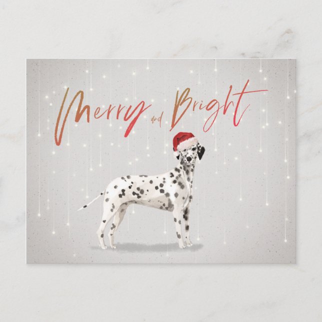 Holiday Christmas Dalmatian Merry Bright Postcard (Front)