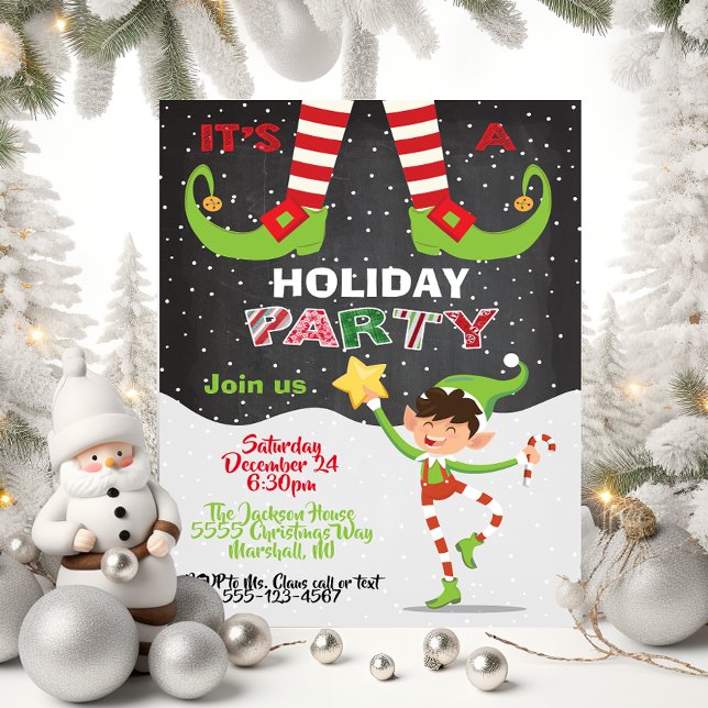 Holiday Christmas Elf Party in the snow invitation (Creator Uploaded)