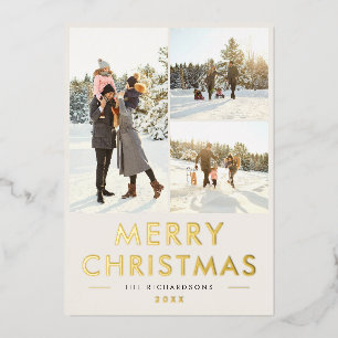 Holiday Christmas Family Photo Elegant Simple Gold